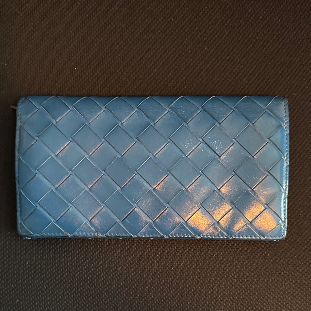 💫Bottega Veneta Elegant Blue Woven Women's Long Bifold Wallet💫